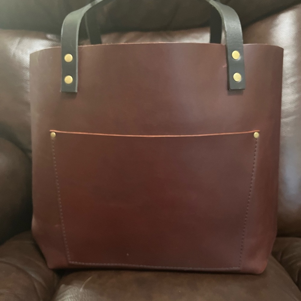 Portland Leather Goods COGNAC large classic tote.